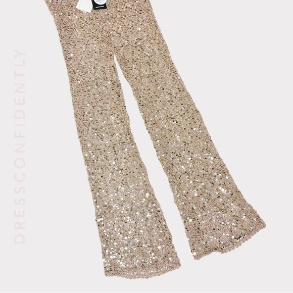 RETROFÊTE Tosca Sequin Crochet Jumpsuit - Rose Gold - Picture 12 of 12